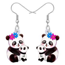 YAYAKO Cute Panda Earrings Dangle Creative Acrylic Jewelry Birthday Gifts for Women Festival Charms (Mother's Day)