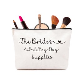 GiftGem Makeup Bag, Bride To Be, Cosmetic Bags with Simple Carefully Designed Text & Patterns Of Heart, Travel Toiletry Skinbag Bag for Women Ladies Wedding