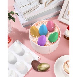 Liobelon Silicone Egg Molds - 8-Cavity Easter Egg Shaped Mold for Chocolate, Candy, Fondant, Jello, Baking, Soap, Resin, Lotion Bar