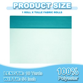 PATIKIL Tulle Fabric Roll 54" x 10 Yards Fabric Spool Tulle Ribbon Net Bolt DIY Craft Wedding Party Decoration Pom Pom Skirt Table Skirt Gift Wrapping Blue Green