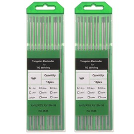 sourcing map 20pcs TIG Welding Tungsten Electrodes 1/8" x 7" Pure for Stainless Steel Welding, Aluminum Magnesium Alloy Welding Aerospace Automobile Manufacturing, Green WP