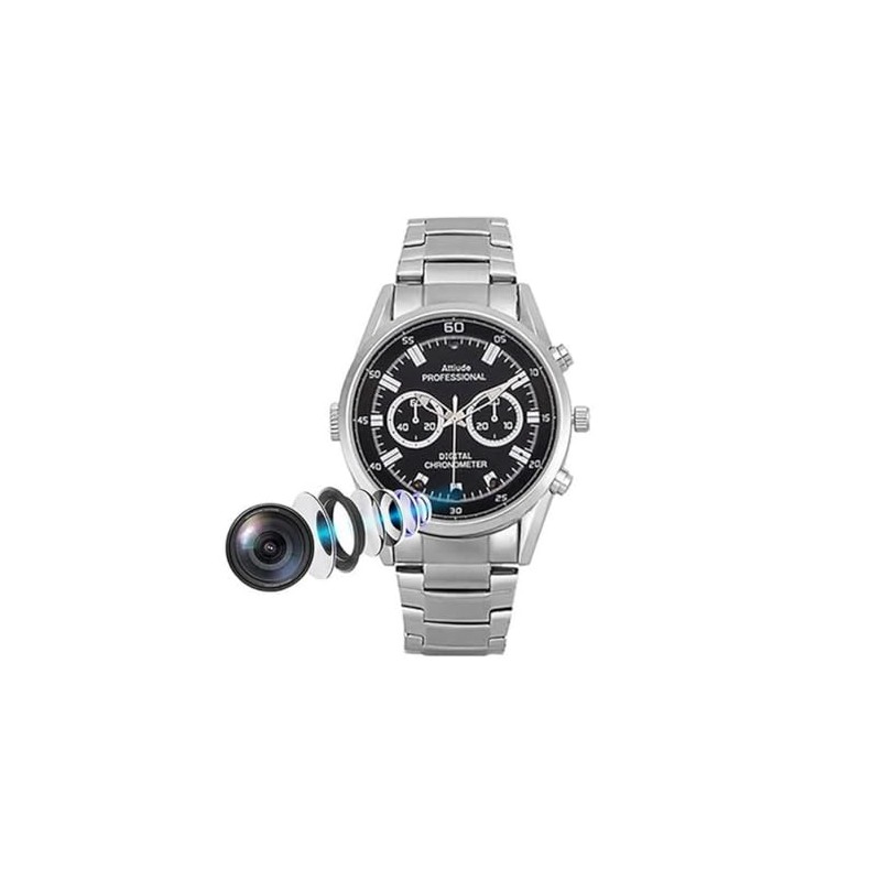 GoGo electronics Reloj de Acero con Cámara Full HD 1080p,