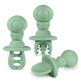 Haakaa Astronaut Beginner Silicone Cutlery Set – Baby Spoons and Forks for Self Feeding 6 Months, Baby Led Weaning Supplies, Toddler Feeding Essentials