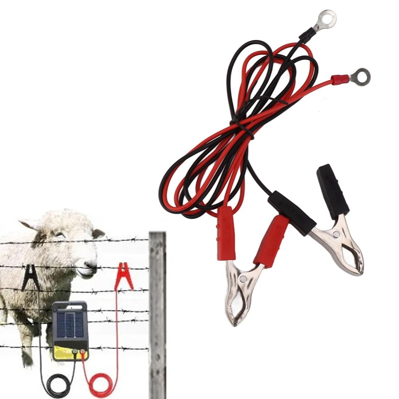 Electric Fence Wire Connectors, 2pcs Black Red Electric Fence Leads