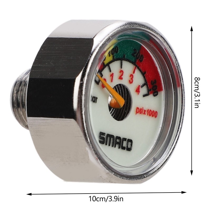 Pony Bottle Pressure Gauge Air Diving Cylinder Oxygen Tank Stainless