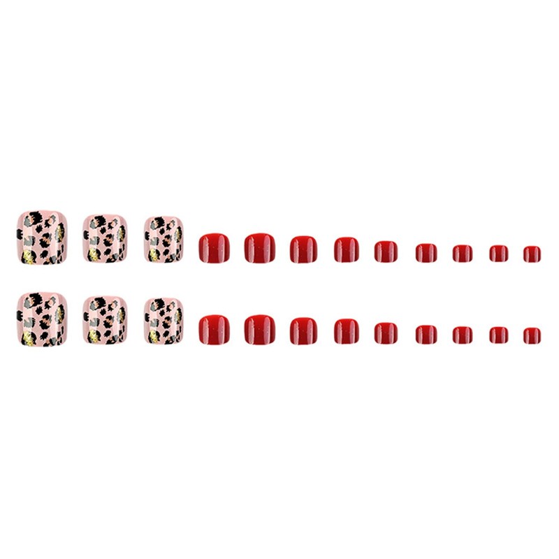 Glitter Leopard Print Press on Toenails Short Square Fake Toenails