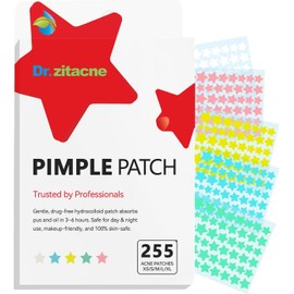 Parches para acne, 255 piezas, 5 colores y 5 tamaños (8, 10, 12, 14, 16 mm), Hidrocoloides pimple patches que se adaptan con precisión a diferentes tamaños de acné, Pegatinas con árbol de té, ácido salicílico y centella