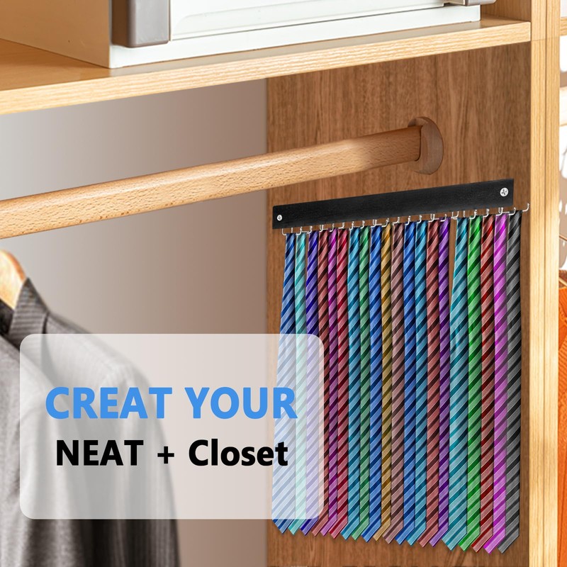 Tie Rack Wall Mounted, Tie, Belt and Scarf Hanger 20