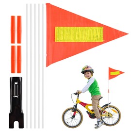 NINEFOX Bike Safety Flag with Pole, Orange, 74.8" Adjustable Height, Reflective Stripes, PVC & Fiberglass, 5pcs Set