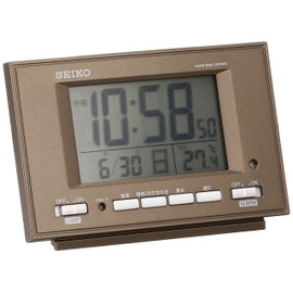 Seiko SQ778B SEIKO Clock Alarm Clock Automatic Light Up Radio Digital Calendar Temperature Display Night Brown Metallic