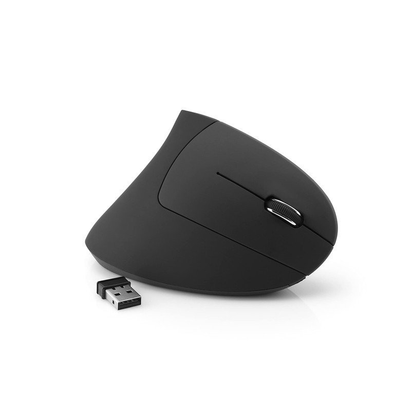 MediaRange ergonomische 6-Tasten Funk-Maus mit optischem Sensor für Rechtshänder, schwarz