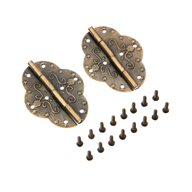 Dophee 2Pcs Antique Hinges 2.72"x2.09" Retro Style Antique Bronze Iron