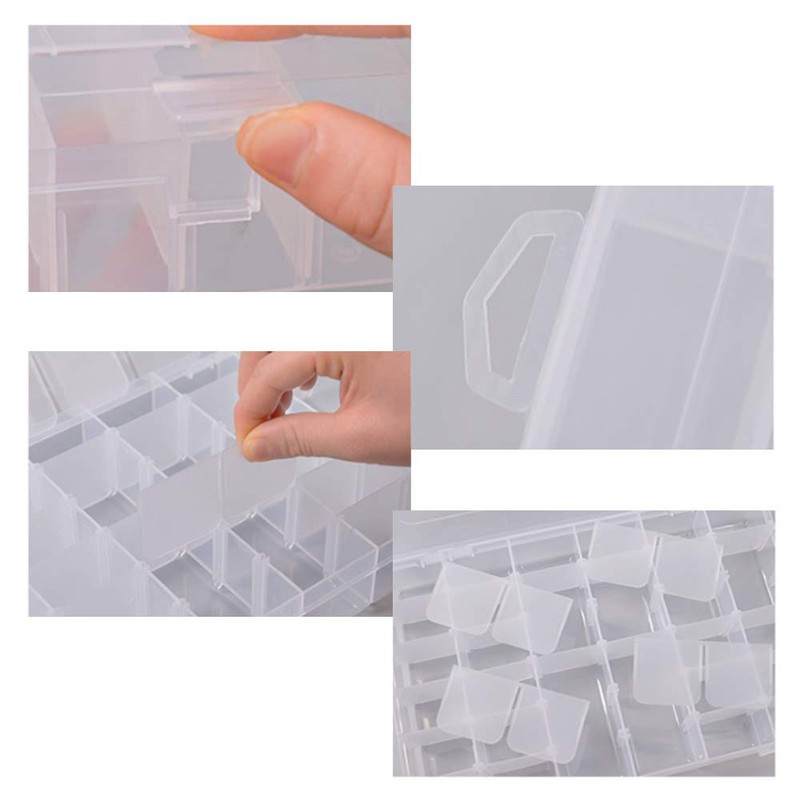 Sorting Box, Portable 24 Grid Clear Hard Plastic Adjustable Jewellery