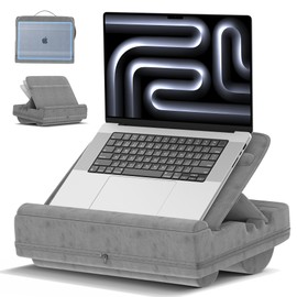 Laptop Lap Desk with Cushion, Adjustable Lap Desk Pillow with Storage, Portable Lap Table for Adults Student, Laptop Stand for Bed Office College Dorm Home Room Couch, Fits Up to 14.9" PC Tablet, Gray