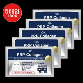 GIK Collagen Repair PRP Serum Moisture Replenishment Highly Concentrated Essence Sheet Mask Pack of 5, 1 pack / GIK 콜라겐 리페어 PRP 혈청 수분충전 고농축 에센스 시트 마스크 팩 5매, 1개