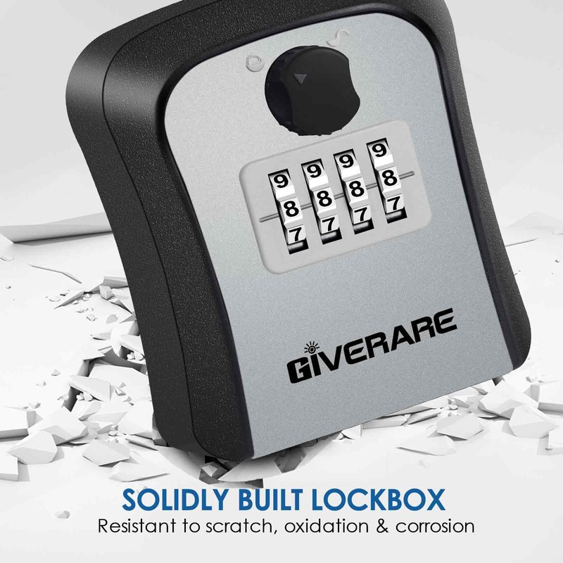 GIVERARE Key Lock Box, 4 Digits Combination Lockbox Wall Mount