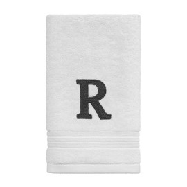 Avanti Linens - Fingertip Towel, Soft & Absorbent Cotton, Embroidered Bathroom Decor (Monogram Collection, Initial R)