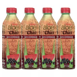Iberia Aloe Vera Juice Drink, 16.9 Fl Oz (Pack of 8) - ( Choose Your Flavour ) - Aloe Pulp and Chia Seeds, Acai and Watermelon