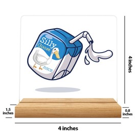 Silly Goose Juice Acrylic Sign Silly Goose Gifts Silly Goose Decor Silly Goose Lover Gifts for Coworker Friends Funny Goose Decorations for Home Office 4 x 4 inch