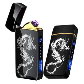 Arc Lighter, Smart Electric Lighter, USB Rechargeable Lighter Windproof Flameless Lighter Lightweight Plasma Lighter for Fire,BBQs,Fireworks,Candle,Camping - Outdoors Indoors (T3 Black Dragon)