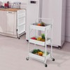 johgee Foldable 3 Tier Metal Utility Rolling Cart, Folding Mobile