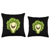 Romaine Lettuce Smiling Comic Style Throw Pillow