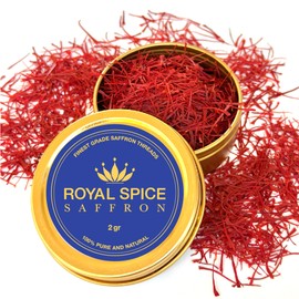Royal Spice Saffron, Finest Pure Premium All Red Super Negin Saffron Threads. For Tea, Paella, Rice, Desserts, and All Culinary Delights (5 Grams)