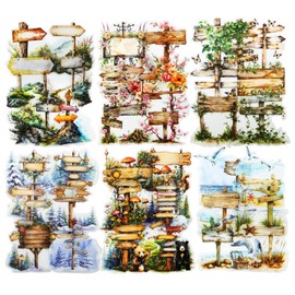AuriicLeaf Travel Guide PET Sticker Set, 90Pcs Nature-Themed Signpost Stickers for Scrapbooking, Journaling, Junk Journal Supplies, and DIY Crafts