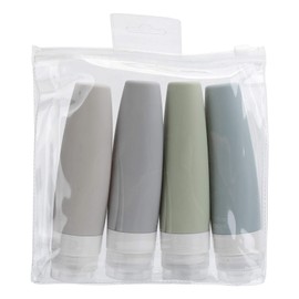 Juego de botellas de viaje de silicona, recipientes de viaje a prueba de fugas, juego de botellas vacías de viaje Botella dispensadora vacía Recipientes de silicona para rellenar Champú(F1)