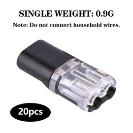 HAPPOW 20-Pack Push Fit Wire Connectors - LED Strip Light Connectors with Locking Buckle, 2-Pin Quick Splice Electrical Cable Connectors for 18-22 AWG