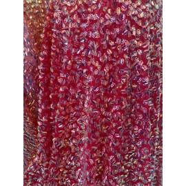 Unbranded Iridescent red economic all over shiny sequins on a 2 way stretch Velvet