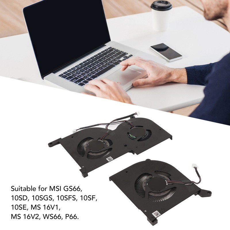 For MSI GS66 Cooling Fan 4pin Connector Aluminum Alloy Easy