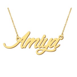 Amiya Pendant Name Necklace 18k Gold Plated Stainless Steel Script Nameplate Necklace Jewelry for Best Friends
