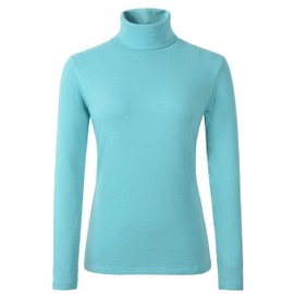 HieasyFit Women's Cotton Basic Thermal Turtleneck Pullover Top Turquoise M