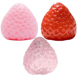 3PCS Fidget Stress Fruit Strawberry Toys| Soft & Cute Handmade Strawberry Taba Squishy Toys | Novelty Squeeze Toys Big Strawberry Squishy for Stress Relief