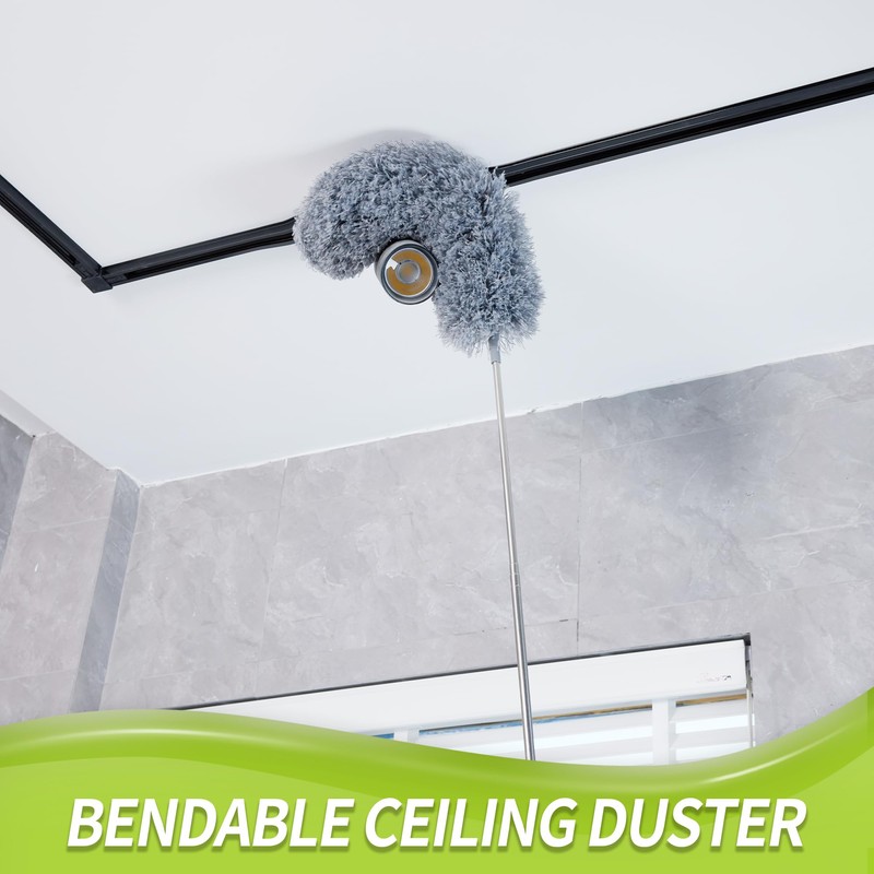 IVYROLL Duster with Extension Pole for Cleaning (2 Microfiber Heads