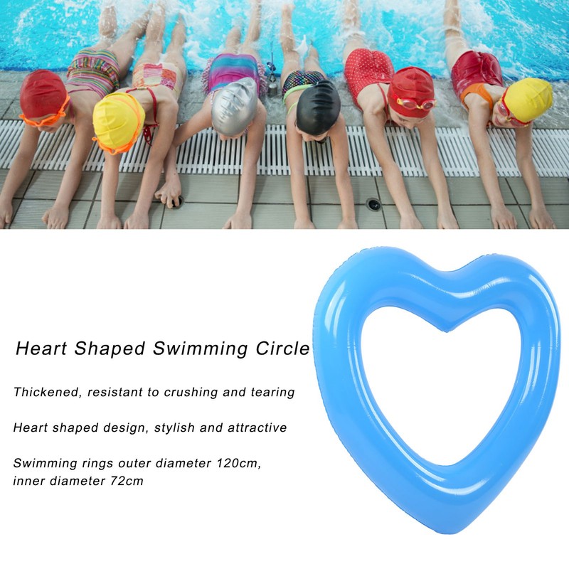 Heart Shaped Swimming Circle 120cm Thick Tear Resistant PVC Material