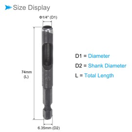 CoCud Leather Hole Punch, 1/4" Dia, High Carbon Steel Round Hollow Punch - (Applications: for Rubber Paper Soft Material), 2-Pieces
