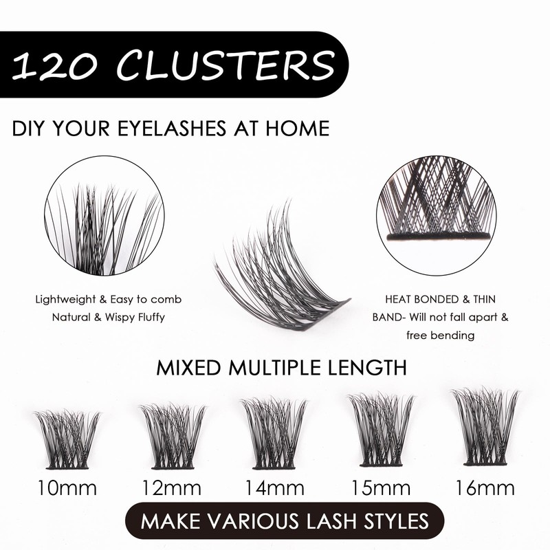 Individual Lashes 120 Cluster Lashes 3D False Eyelashes Natural Look
