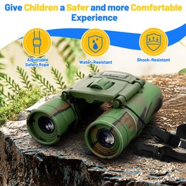 Ryaco Binoculars for Kids, 8X Fixed Focus High Resolution Kids Binoculars Outdoor Toys Gifts for 4 5 6 7 8 Years Old Boys Girls Kids Sports and Outside Play Bird Watching Birthday Presents Camo color