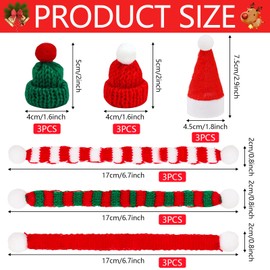 Pack of 18 Mini Christmas Hat and Scarf Set, Mini Christmas Decoration, Christmas Hats for Bottles, Dollhouse Christmas, Miniature Accessories Decoration, Mini Scarf Hats for Gnome Bottles Dollhouse