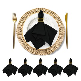 ZURLEFY Black Cloth Napkins Set of 6, Washable Cotton Napkins for Family Dinning, Christmas Party Wedding Decoration(05-14-6)