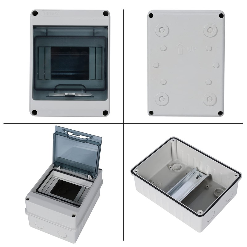 Surface-Mounted Distribution Box, 1 Row, 5 Modules, IP65 Fuse Box,
