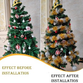 5Pcs * 2M Christmas Tree Wire Garland, Hanging Wire Ribbons, Colorful Decorative Garland, Wall Hanging Wire Ribbons for Banners (Silver Gold)