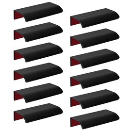 Qjaiune 12 Pack Self Adhesive Drawer Pulls, 3.15" Back Mount Finger Edge Pulls Black Stick On Cabinet Handles, No Drill Hidden Cabinet Handles for Kitchen Cupboard