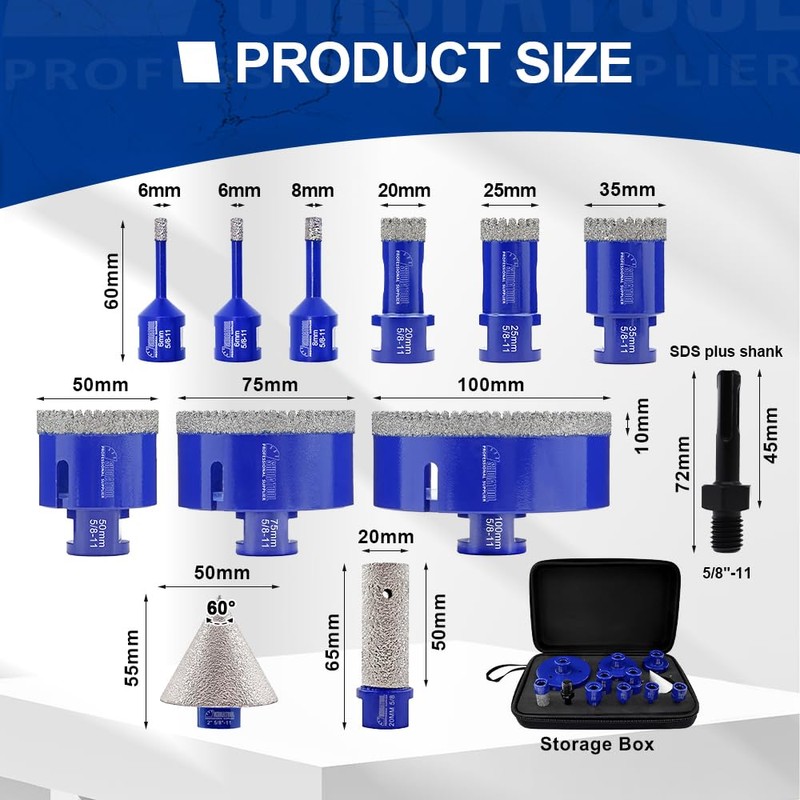 SHDIATOOL Diamond Drill Core Bits Kit Hole Saw Sets Diamond