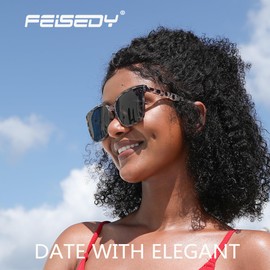 FEISEDY Retro Square Polarized Sunglasses Women Men Oversized Vintage Shades B2600