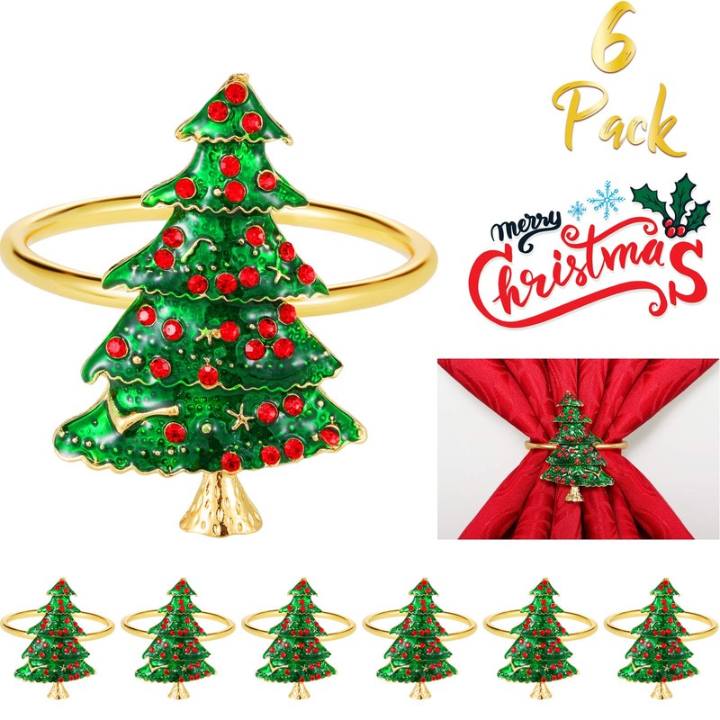 6 Pieces Christmas Napkin Rings Christmas Tree Napkin Rings Holders