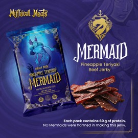 Mythical Meats Mermaid Beef Jerky - 6oz, Pineapple Teriyaki Flavor, High Protein Snack, Made in USA