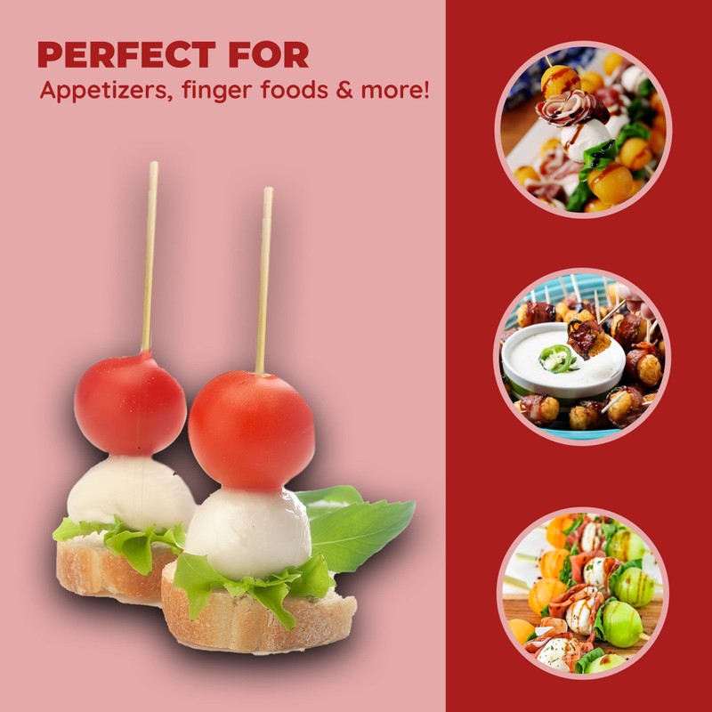 Jacent 4 Inch Appetizer Bamboo Skewers. 300 Count per Pack,